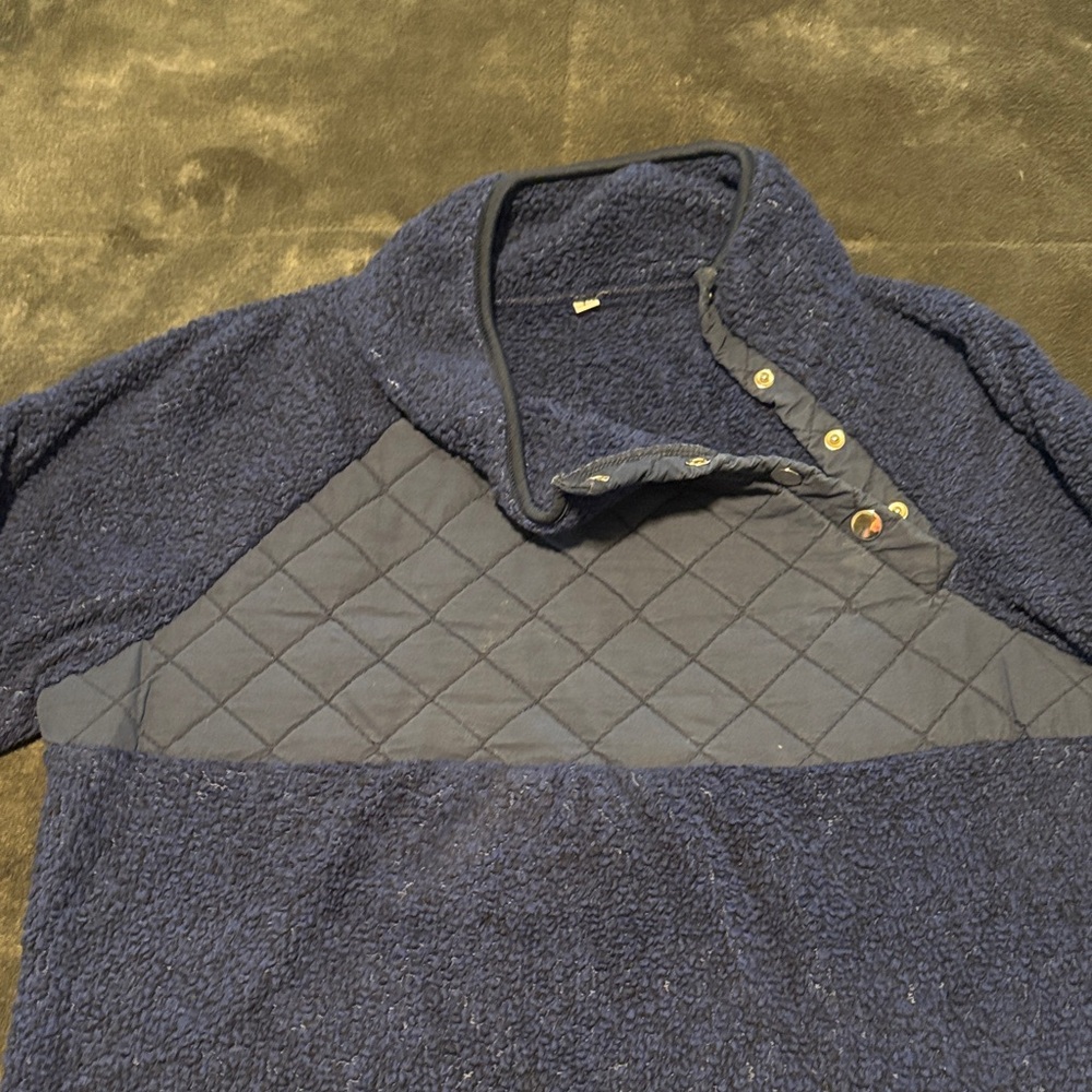 Navy Blue Quilted Pullover Fleece - Picture 3 of 7